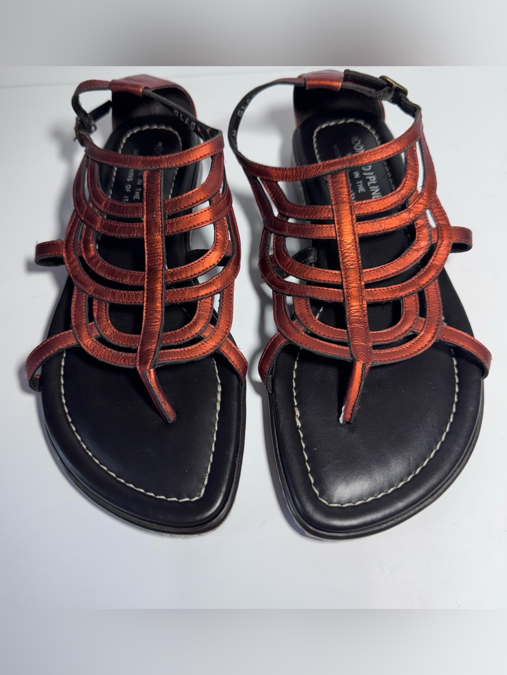 VTG Donald Pliner Peace for Children Metallic Leather Gladiator Sandal Flats 6.5